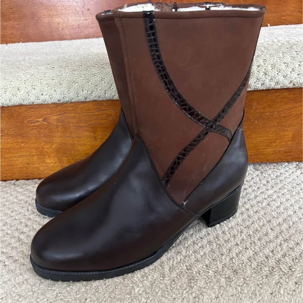 Warm and elegant Two-Tone Brown Waterproof Winter Boots❤️8.5